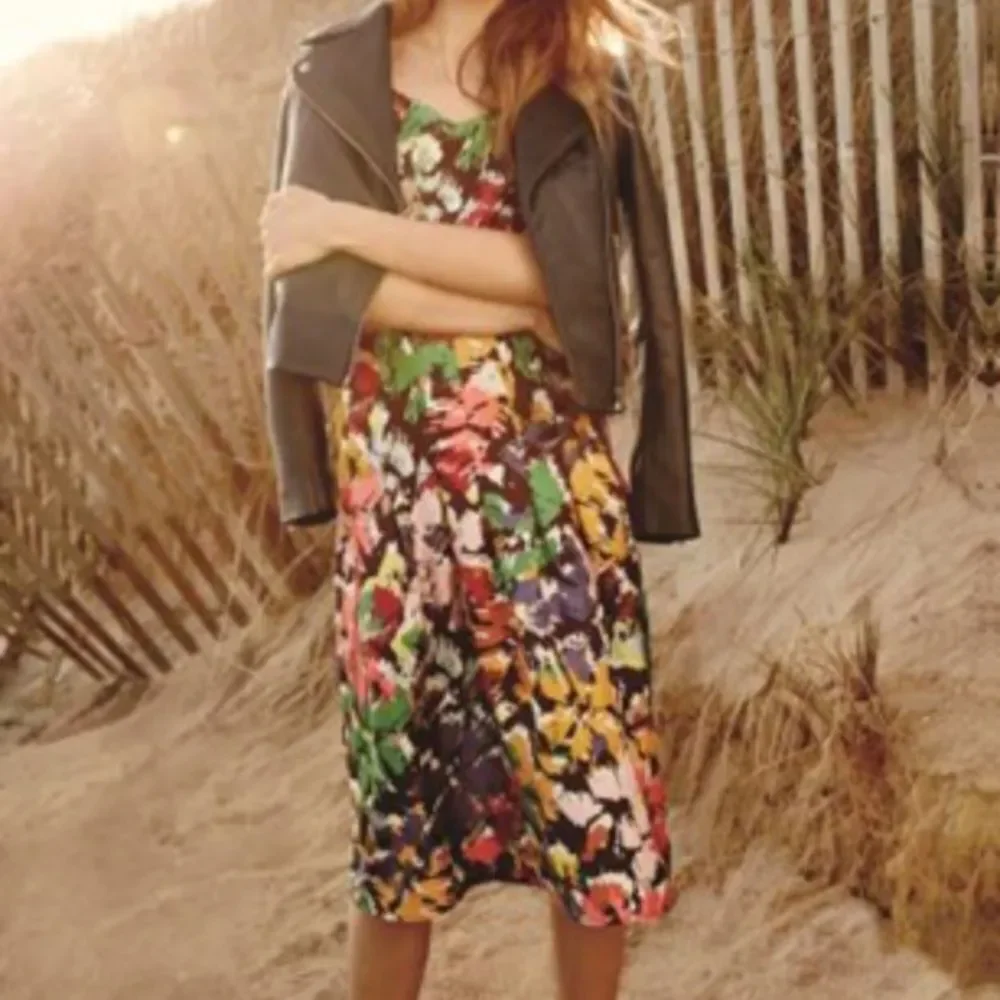 J Crew Silk Floral Brushstrokes Spaghetti Strap Midi Dress